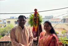 Photo of जिल्हा परिषदेचे माजी अध्यक्ष डॉ.अजय कंकडालवार यांनी घरी उभारली गुढी